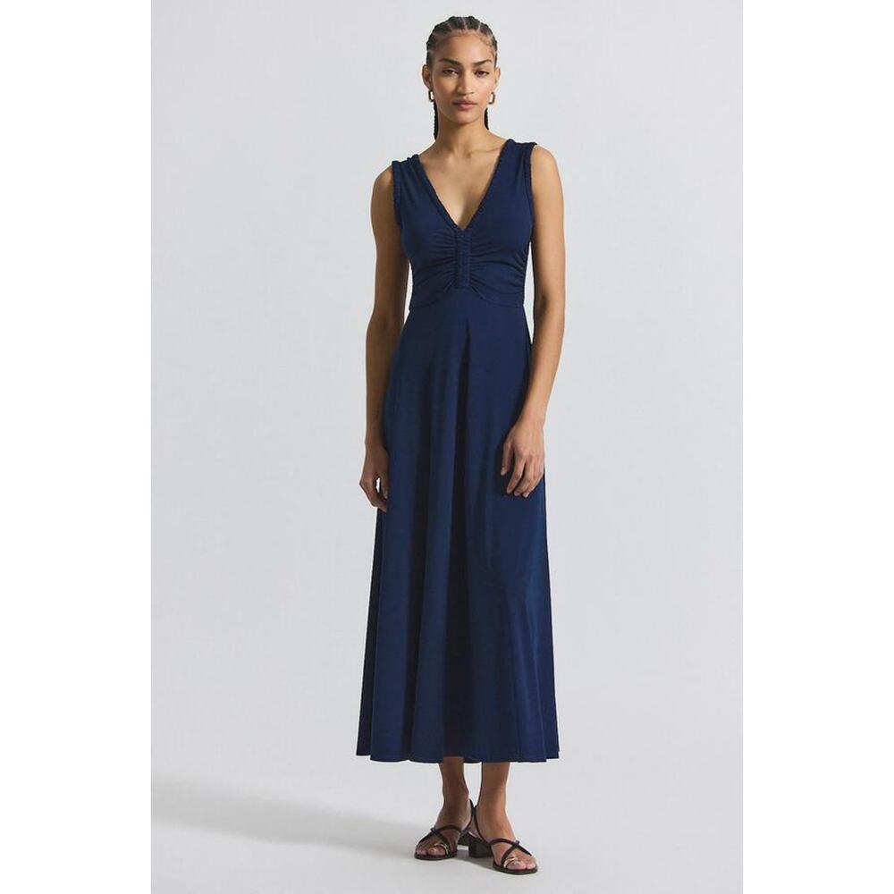 Derek Lam 10 Crosby Misha Matte Jersey Ruched Dress Navy M  NWT Minimalist Chic